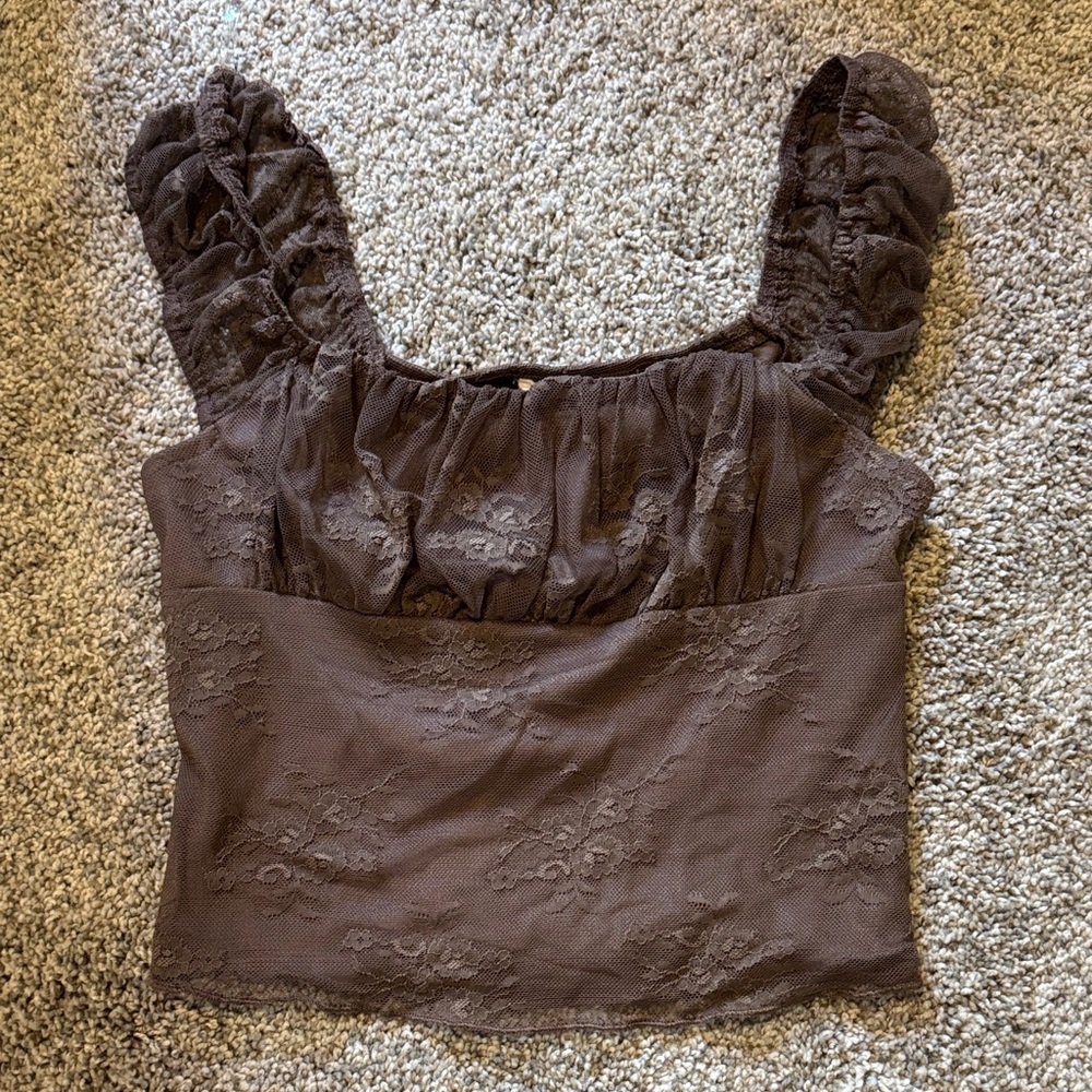 Brown Lace Women's Tank Top